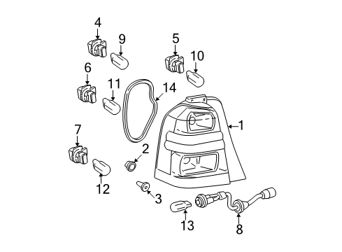 2001 Toyota Highlander Bulbs Diagram 5 - Thumbnail