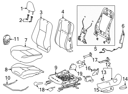 2017 Toyota Corolla Front Seat Back Cover, Left(For Separate Type) Diagram for 71074-0ZA30-C9