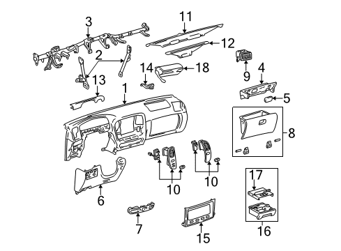 2006 Toyota Land Cruiser Vent Grille, Inner Driver Side Diagram for 55660-60190