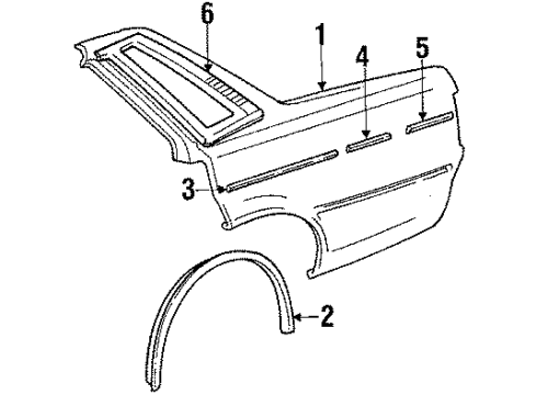 1987 Toyota Cressida Moulding, Quarter Window, Outside Front LH Diagram for 68154-22050