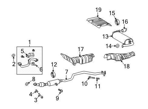 2010 Toyota Matrix Exhaust Tail Pipe Assembly Diagram for 17430-0T070