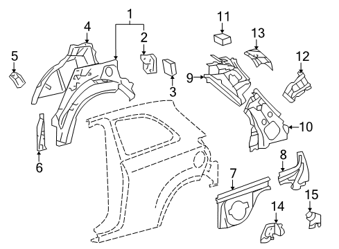 2016 Toyota Yaris GUSSET, Quarter Wheel House Diagram for 61642-0D060