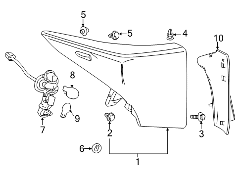 2016 Toyota Prius Lens & Body, Rear Combination Diagram for 81551-47290