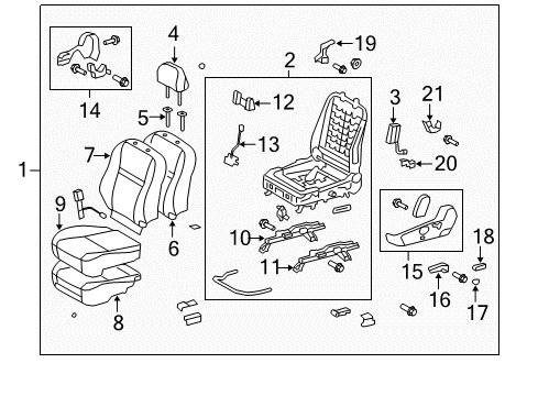 2012 Toyota Corolla Driver Seat Components Diagram 1 - Thumbnail