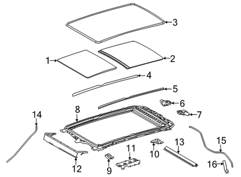 2022 Toyota Highlander Sunroof, Body Diagram 1 - Thumbnail