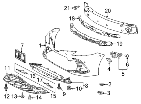 2022 Toyota Camry Cover, Fr Bumper, L Diagram for 52119-0X953