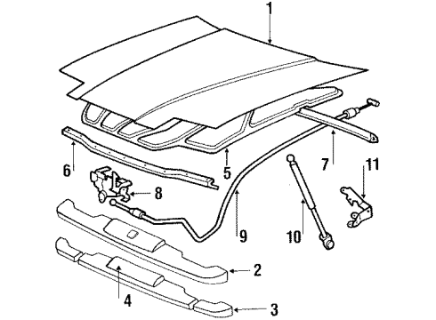 1990 Toyota Supra Hood Support Assembly, Right Diagram for 53440-19035