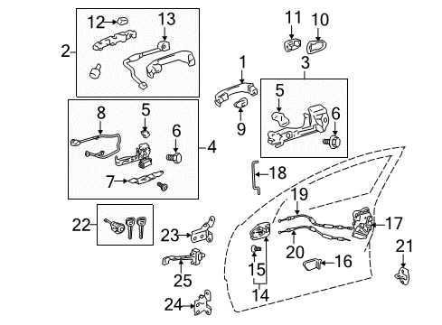 2005 Toyota Avalon Handle Sub-Assy, Front Door Inside, RH Diagram for 69205-AA050-B3