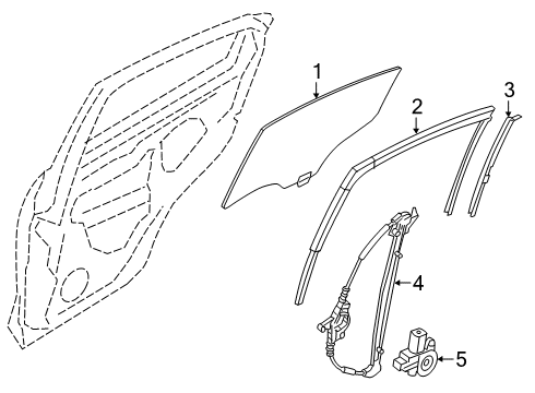 2019 Toyota Yaris Run, Rear Door Glass Diagram for 68142-WB002