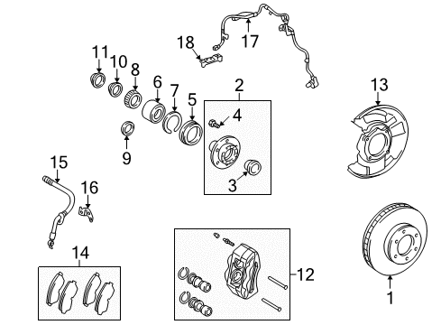 2000 Toyota Tacoma Disc Brake Dust Cover Front Right Diagram for 47703-04011