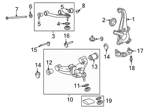 2023 Toyota Tundra Front Suspension, Lower Control Arm, Upper Control Arm, Stabilizer Bar, Suspension Components Diagram