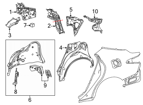 2018 Toyota Camry Inner Structure - Quarter Panel Diagram 2 - Thumbnail