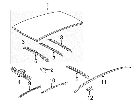 2009 Toyota Yaris Roof & Components, Exterior Trim Diagram 2 - Thumbnail