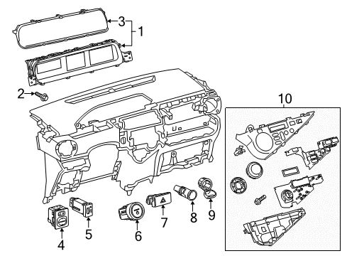 2015 Toyota Prius C Cluster & Switches, Instrument Panel Diagram 2 - Thumbnail