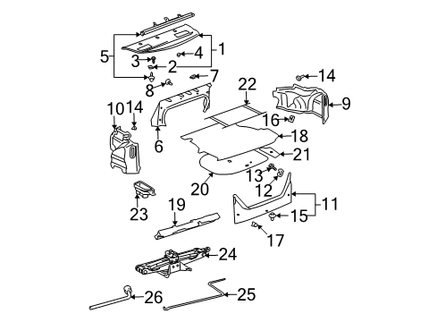 2004 Toyota Camry Panel Assy, Package Tray Trim Diagram for 64330-AA160-B1