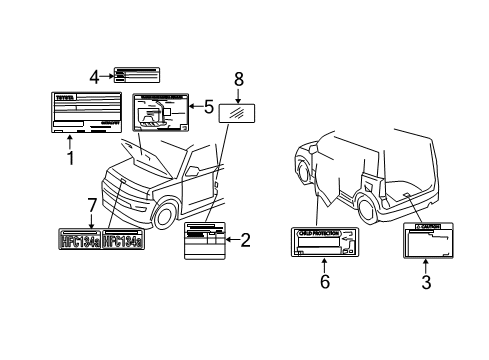 2004 Scion xB Information Labels Diagram