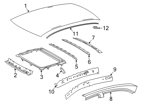 2018 Toyota Corolla Roof & Components, Exterior Trim Diagram 1 - Thumbnail