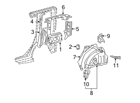 2004 Scion xB Reinforcement, Belt Anchor To Roof Side, Inner RH Diagram for 61766-52030