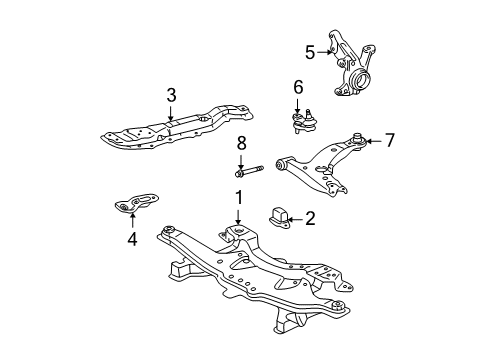 2007 Toyota Matrix Front Suspension, Control Arm, Stabilizer Bar Diagram 1 - Thumbnail