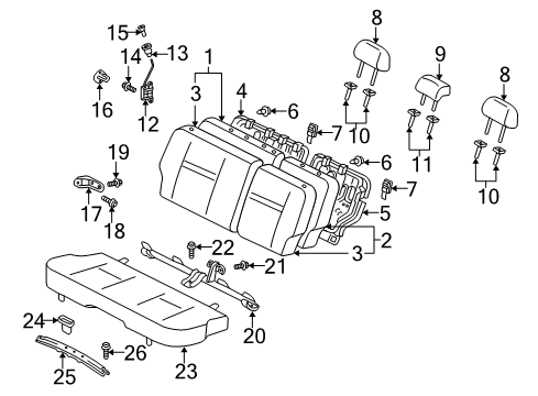 2006 Scion xA Cover, Rear Seat Back Diagram for 72996-60110-B2