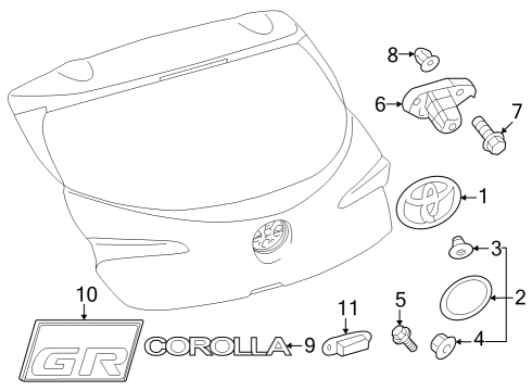 2023 Toyota GR Corolla PLATE, BACK DOOR NAM Diagram for 75442-12C60