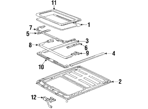 1991 Toyota Camry Glass Sub-Assy, Sliding Roof Diagram for 63201-32022