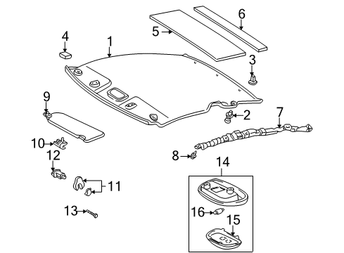 2003 Toyota Celica Interior Trim - Roof Diagram