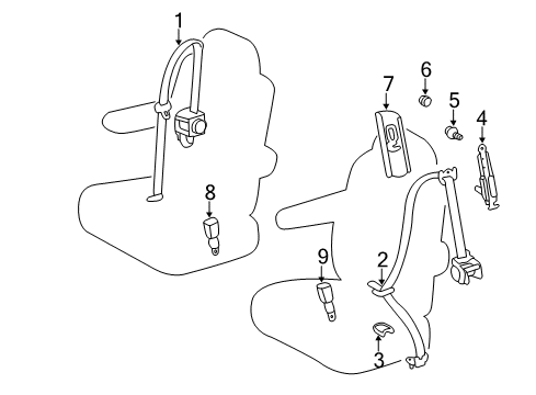 2011 Toyota Sienna Second Row Seat Belts Diagram 2 - Thumbnail