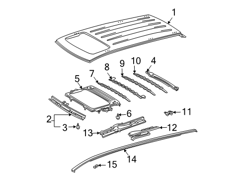 2008 Toyota Sienna Roof & Components, Exterior Trim Diagram