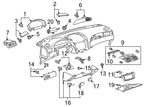 2006 Toyota Solara Panel, Instrument Panel Finish, Lower Diagram for 55480-AA020-B0