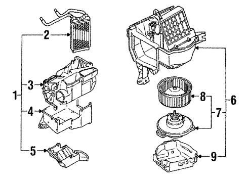 1995 Toyota Pickup Unit Sub-Assy, Heater Radiator Diagram for 87107-89116