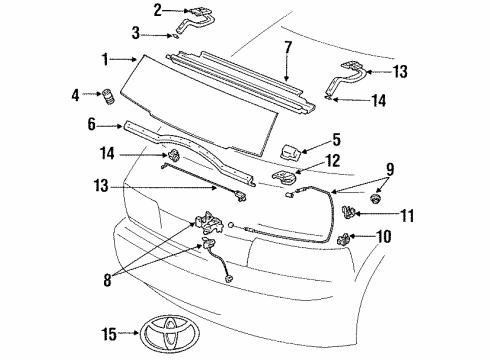 1991 Toyota Previa Hood & Components, Body Diagram