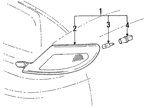 1990 Toyota Celica Lens, Side Turn Signal Lamp, RH Diagram for 81731-20180