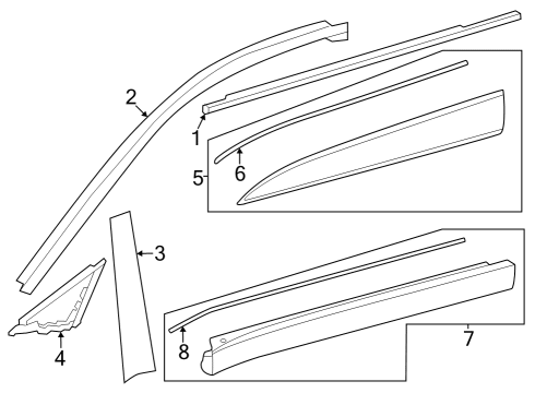 2023 Toyota Crown MOULDING ASSY, FR DO Diagram for 75710-30560