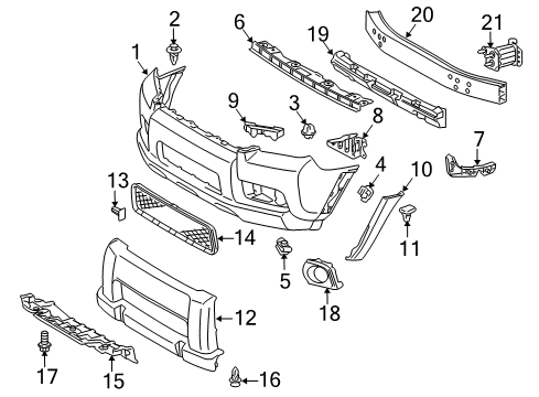 2012 Toyota 4Runner Reinforcement, Front Bumper Bar Diagram for 52134-35040