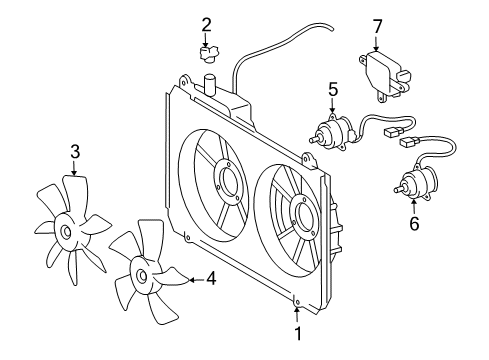 2006 Toyota Sienna Motor, Cooling Fan Diagram for 16363-0A210