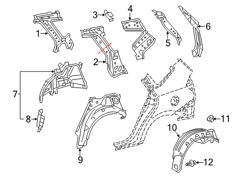 2013 Toyota Prius V Inner Structure - Quarter Panel Diagram