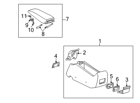 2003 Toyota Prius Box Sub-Assy, Console, Rear Diagram for 58901-47020-B0