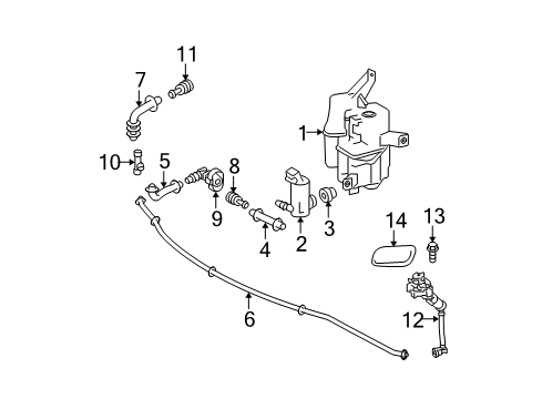 2015 Toyota Prius Plug-In Washer Components Diagram