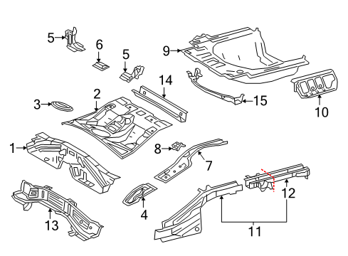 2020 Toyota Camry Rear Body - Floor & Rails Diagram