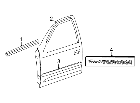 2006 Toyota Tundra Moulding, Front Door Window Frame, Upper LH Diagram for 75754-0C020