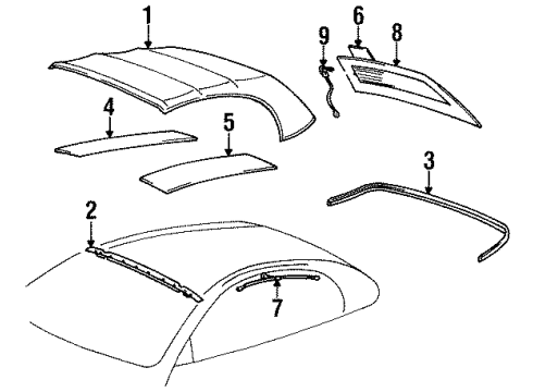 1997 Toyota Celica Window Assy, Convertible Roof Tarpaulin Back Diagram for 64810-0W020