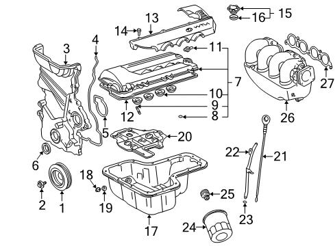 2003 Toyota Celica Engine Parts & Mounts, Timing, Lubrication System Diagram 2 - Thumbnail