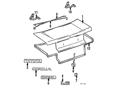 1985 Toyota Corolla Panel Sub-Assembly, Luggage Diagram for 64401-1A050