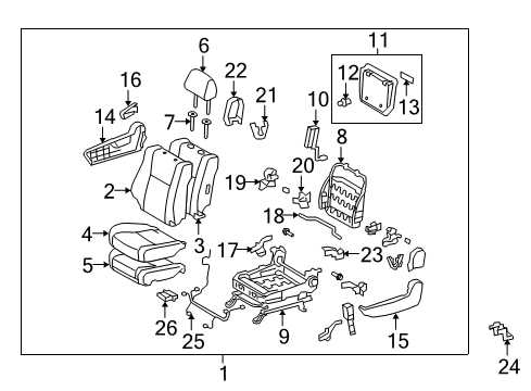 2011 Toyota Sequoia Cover, Seat Track, R Diagram for 72137-0C410-E0