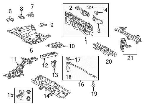 2016 Toyota Prius V Rear Body Panel, Floor & Rails Diagram