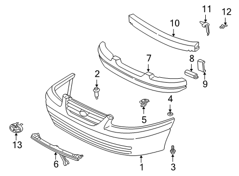 1998 Toyota Camry Absorber, Front Bumper Energy Diagram for 52611-33040