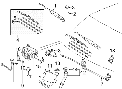 1999 Toyota 4Runner Rear Windshield Wiper Blade Assembly Diagram for 85242-35010