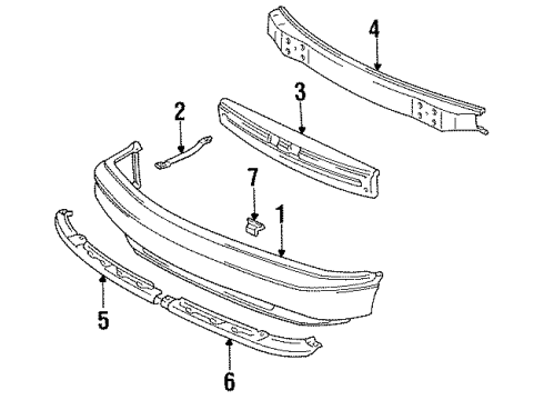 1996 Toyota Previa Reinforcement Sub-Assy, Front Bumper Diagram for 52021-28050