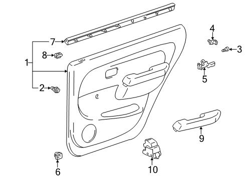 2001 Toyota 4Runner Interior Trim - Rear Door Diagram